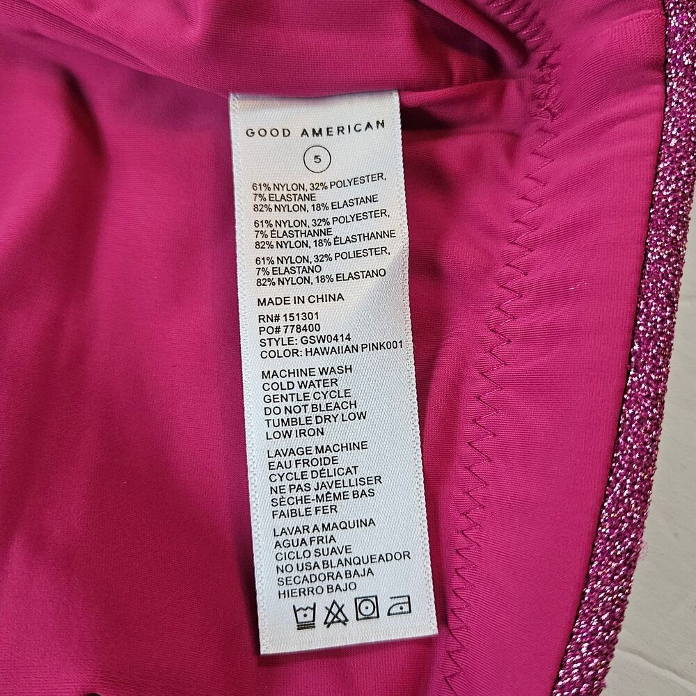 Good American Sparkle Better Band Top Swim Hawaiian Pink Plus 2x Beach Pool - Picture 5 of 9